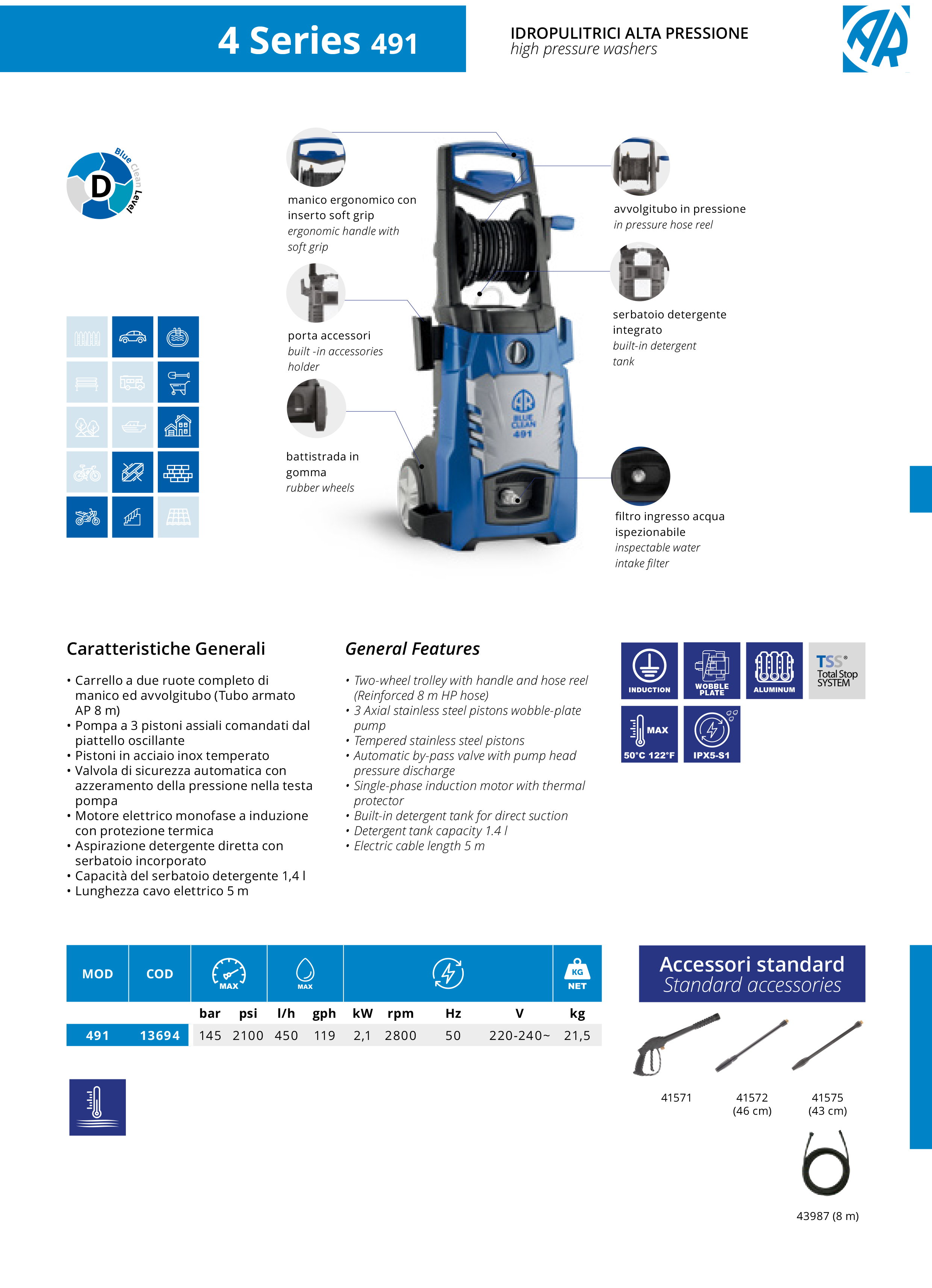 Augstspiediena mazgātājs AR Blue Clean 491