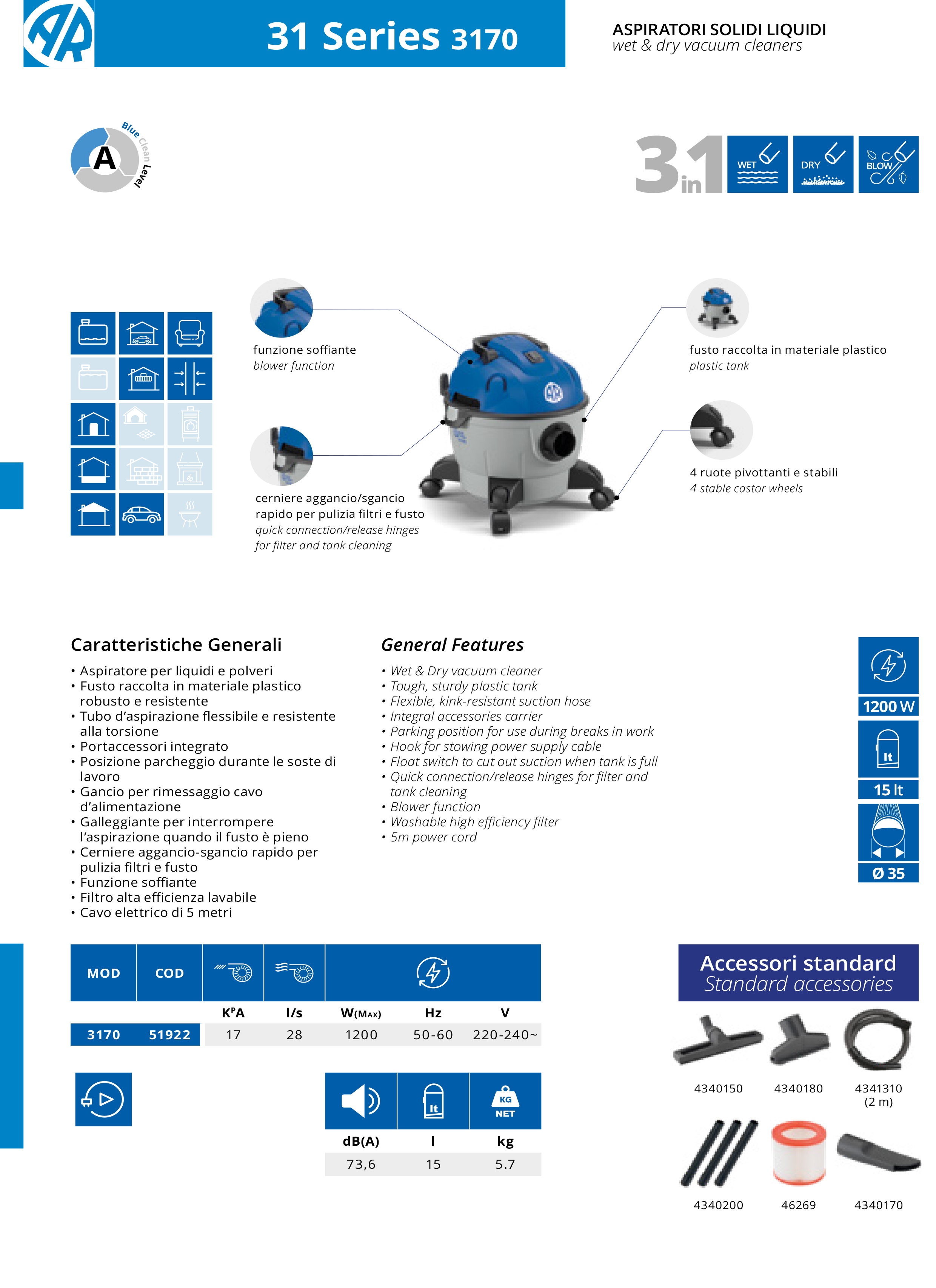 Putekļusūcējs AR Blue Clean 3170