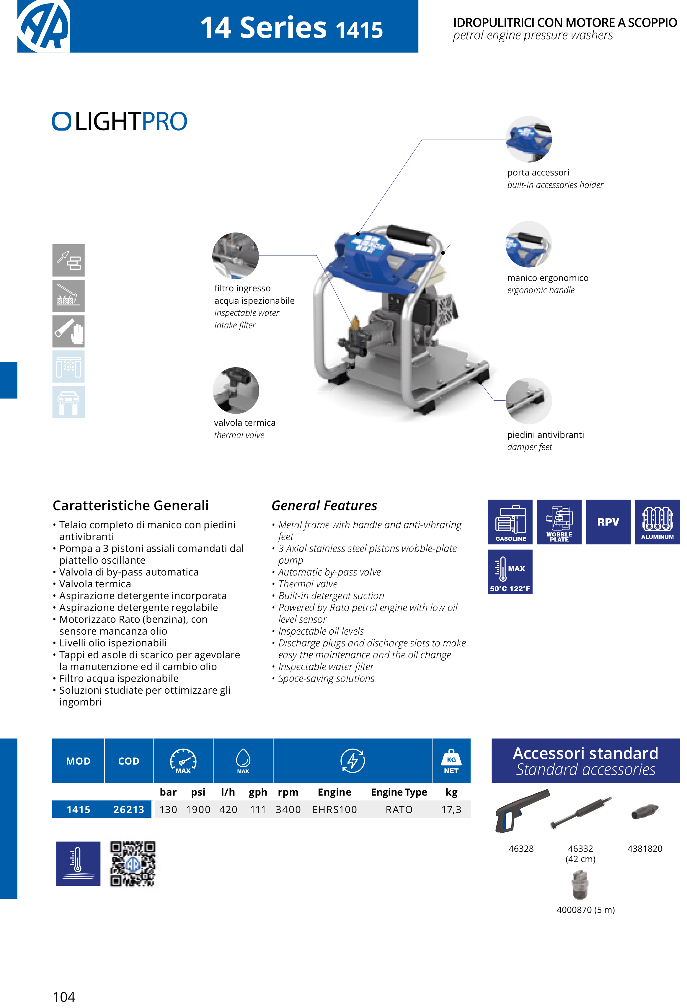 Augstspiediena mazgātājs AR Blue Clean Light Pro 1415