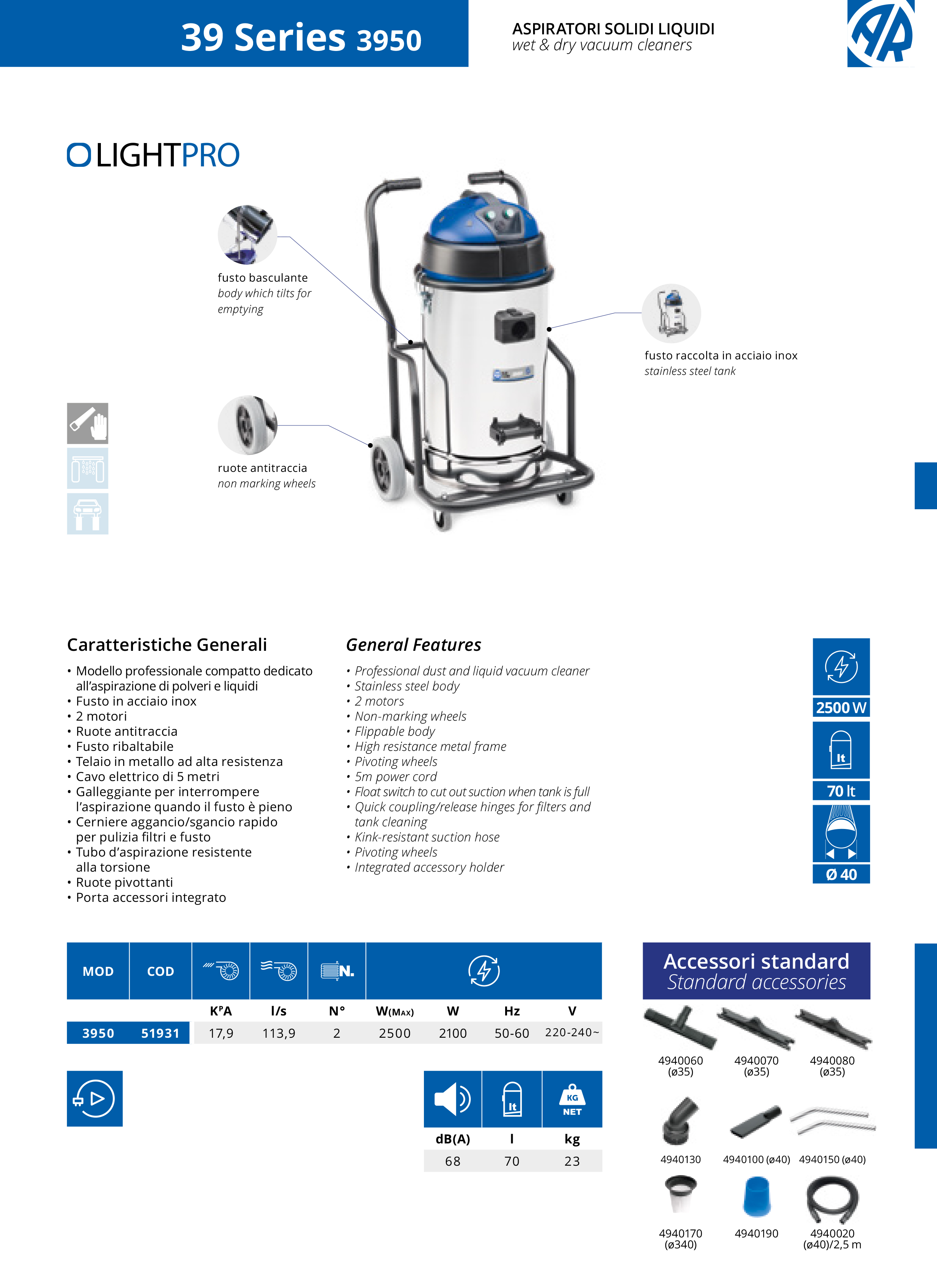 Putekļusūcējs AR Blue Clean Light PRO 3950