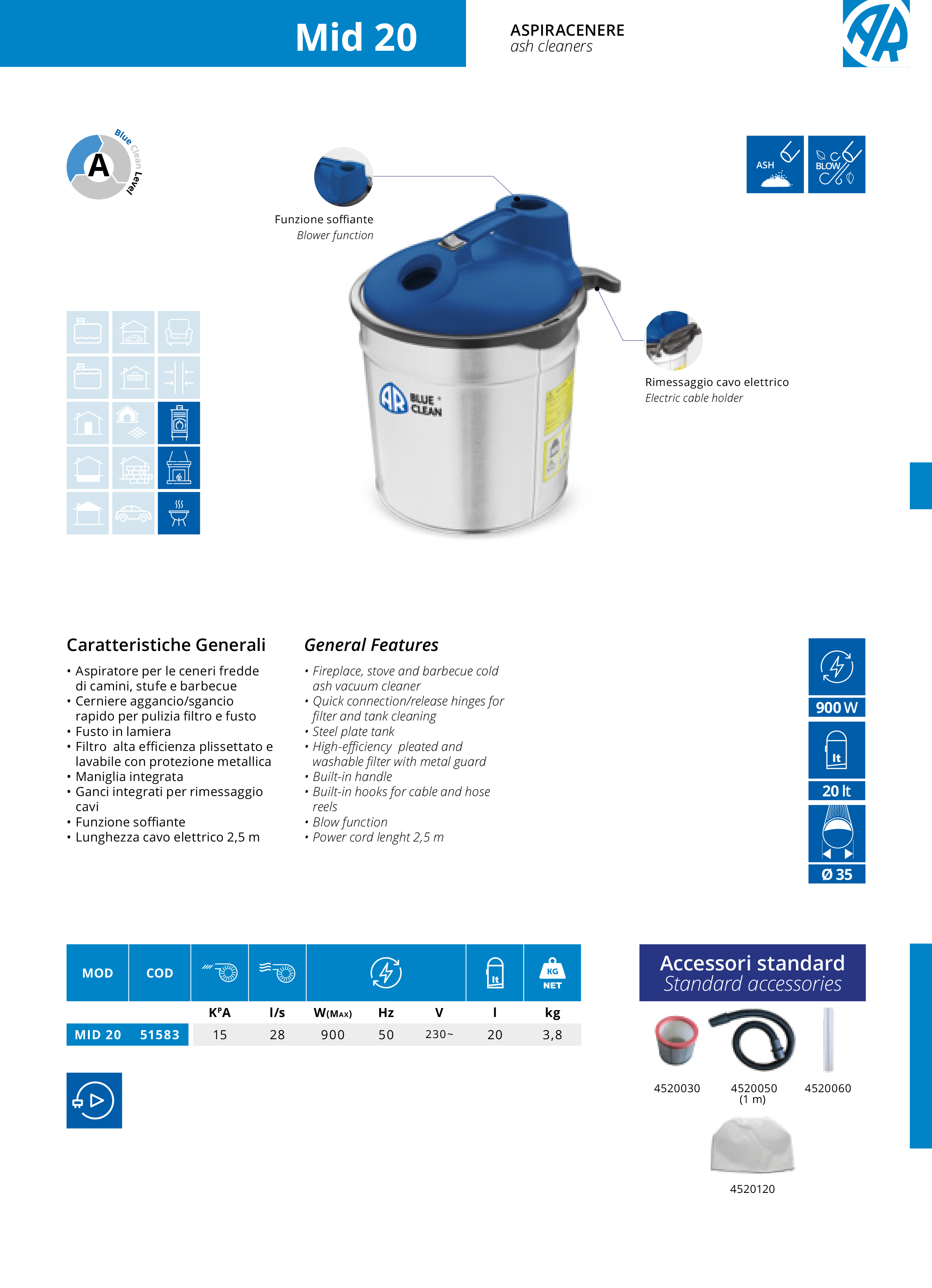 Pelnu savācējs AR Blue Clean MID 20