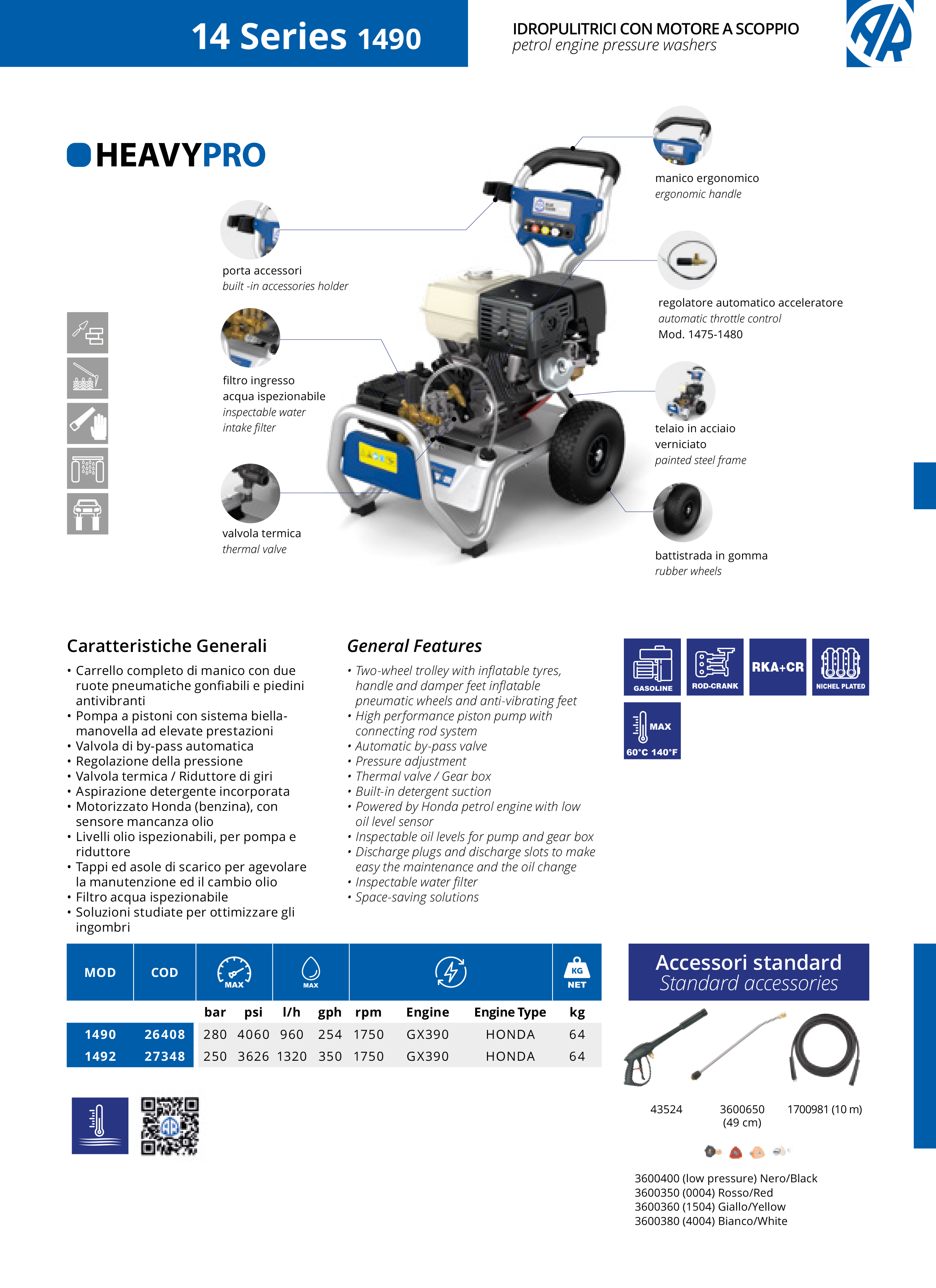 Augstspiediena mazgātājs AR Blue Clean Heavy Pro 1490