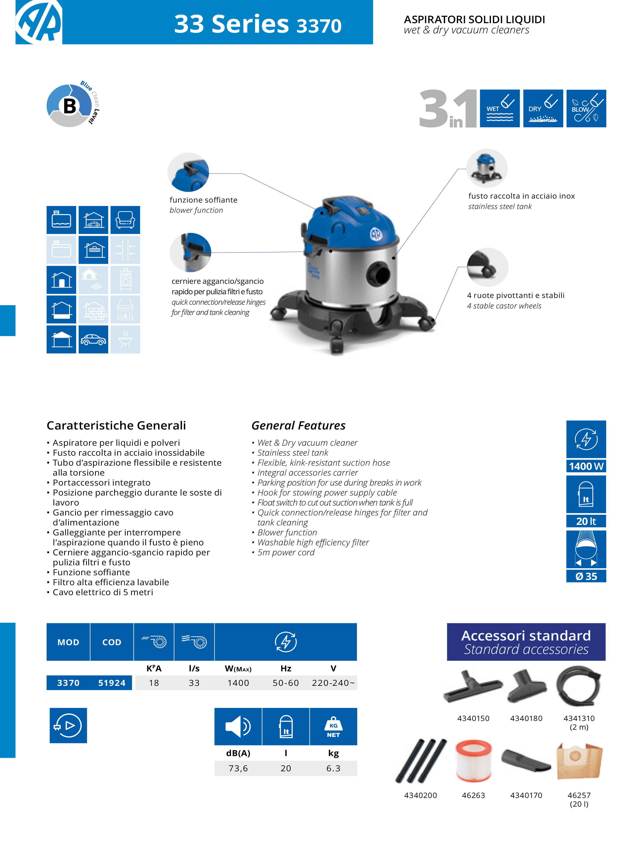 Putekļusūcējs AR Blue Clean 3370