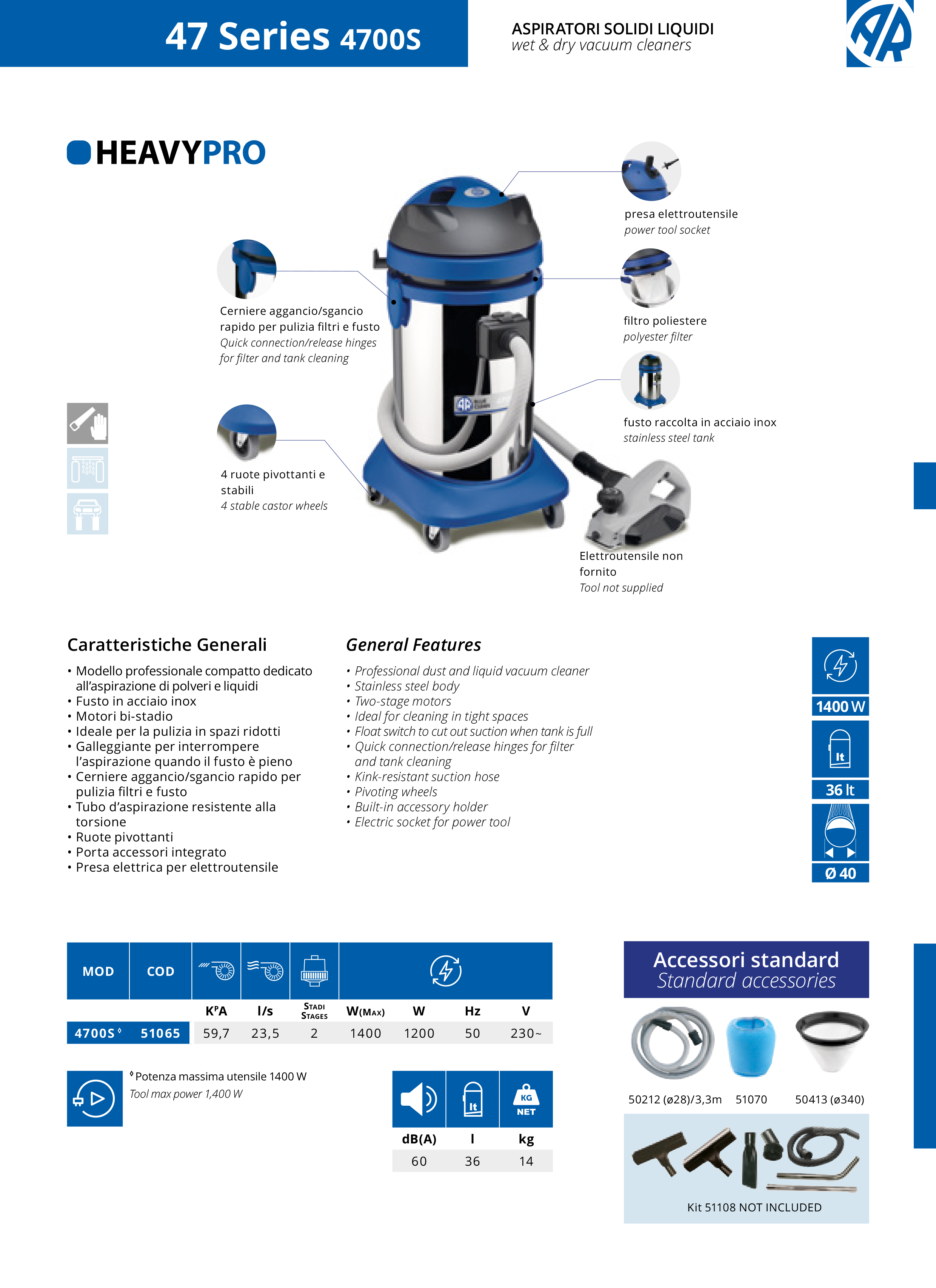 Putekļusūcējs AR Blue Clean Heavy PRO 4700S